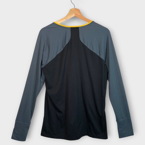 Reebok Long Sleeve Shirt XL Workout Yoga Running Black Gray V-neck - Picture 2 of 8